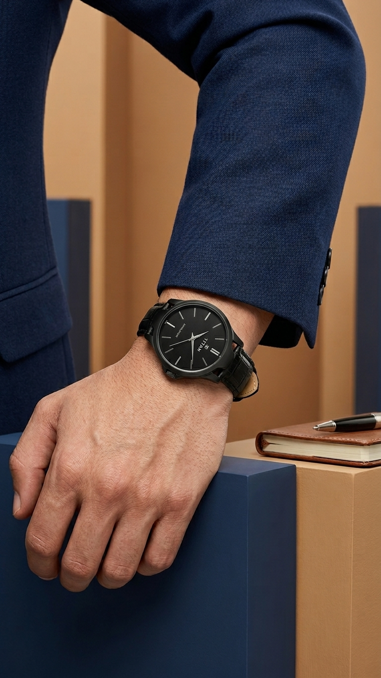 Men's Analog Leather Watch